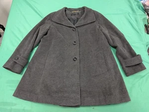 Ellen Tracy A Line Walker Wool Angora Blend Charcoal Gray Coat Size 12 - Picture 1 of 8