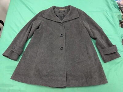 Casaco Ellen Tracy A Line Walker lã angorá mistura cinza carvão tamanho 12 - Imagem 1 de 4