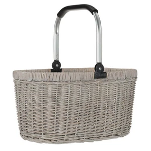 anndora® Einkaufskorb Weidenkorb Picknickkorb Henkel mit Alurahmen 22 L beige - Bild 1 von 11