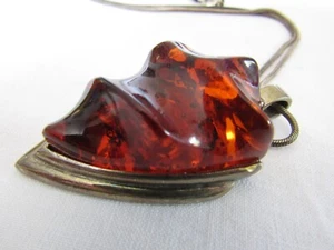 925 Sterlingsilber Schlangenkette 52 cm lang, schildförmig orange gelb Anhänger - Bild 1 von 6