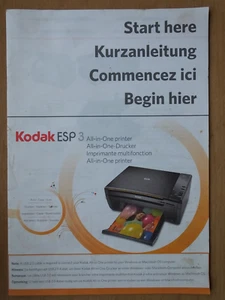 EASTMAN KODAK ESP 3 ALL IN ONE USB 2.0 PRINTER / SCANNER USER GUIDE MANUAL - Picture 1 of 11
