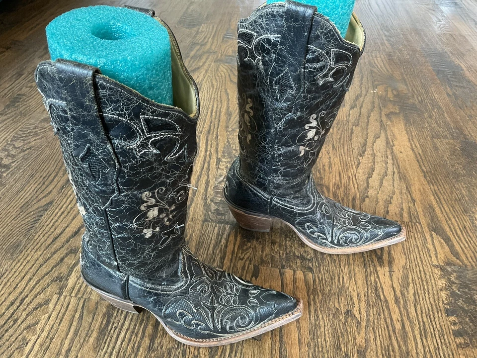 Corral Vintage C2108 Black Western Cowboy Boots Women's US Size 5.5 M - Image 1 of 4