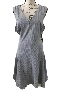 New York & Co Black/White gingham Check Woman's Sleeveless Dress Sz XLV-neck NWT - Picture 1 of 9