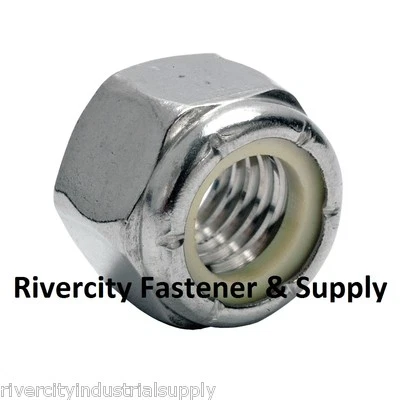 RIVERCITY FASTENER & SUPPLY (100) 5/16-18 Nylon Insert Lock Nuts 5/16x18 LockNuts Coarse Thread Zinc Plated