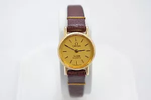 W353 - VINTAGE OMEGA DE VILLE DAMEN QUARTZ 14K GOLD ZIFFERBLATT UHR - Bild 1 von 7