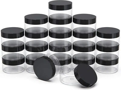 Plastic Jars with Black Lids BPA Free, Small Refillable Storage Containers - Image 1 of 4