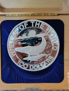 1994 Biue Whales Of The World PROOF  1 Kilo Silver With Box  -  35.25 Ouncers ! - Picture 1 of 5