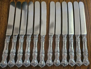 1847 ROGERS BROS. VINTAGE (GRAPE) SILVERPLATE (12) OLD FRENCH HOLLOW KNIFE 9 3/4 - Picture 1 of 21