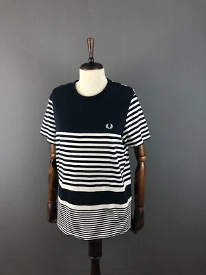 Blusa Camiseta Fred Perry Para Mujer Talla M Algodón Blanco Rayas Foto 1 de 4