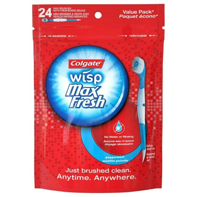 Colgate Max Fresh Wisp Disposable Mini Toothbrush - Peppermint, 24 Count