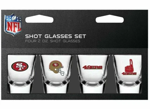 San Francisco 49ers NFL 2 Oz Shot Glasses Set 4 Pack Cover