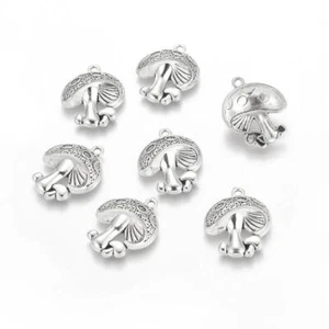 Metal Alloy Mushroom Charms Antique Silver 23mm Pack Of 10 - Picture 1 of 1