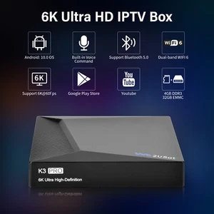 We2USat K3 PRO+ 6K HDR Android TV Box Remote Control 4GB RAM + 32GB Storage - Picture 1 of 11