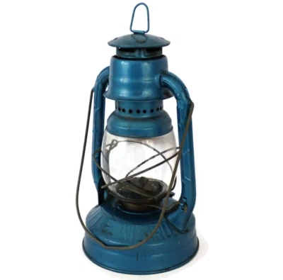 Lámpara de aceite vintage Dietz Little Giant Hurricane linterna de pintura azul original #2 Foto 1 de 4