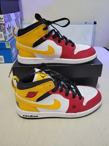 Jordan 1 SE Mid Red White Yellow Kids Size 3Y With Box Rare Racing Team Lot - Bild 1 von 11