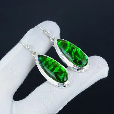 Verde Opale Australiano Gemma a Mano 925 Sterling Orecchini Argento Per Birthday - Immagine 1 di 4