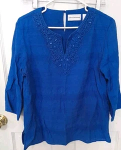 Womens Alfred Dunner Mid Sleeve Blue Shirt Size 14 Nice Preowned Condition  - Picture 1 of 8