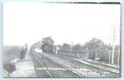 POSTCARD RPPC Lakeshore Limited Taking Water at Full Speed RR Train Stryker Ohio