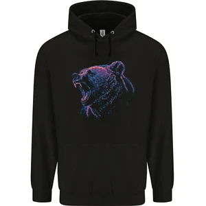 An Artistic Roaring Grizzly Bear Childrens Kids Hoodie - Picture 1 of 3
