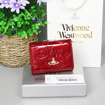 Vivienne Westwood Chiusura Portafoglio Trifold Tessuto Smaltato Sfera Rosso Outlet GIAPPONE #GBJ - Immagine 1 di 4