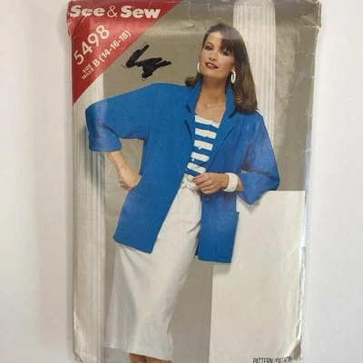 Vintage Blazer Jacket Skirt Sewing Pattern Cut B: 36" See & Sew 5498 Pockets 80s - Image 1 of 4