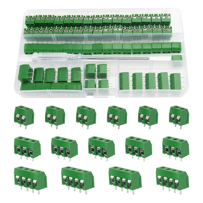 YIXISI 100-Pack PCB Mount Screw Terminal Block, 5Mm Pitch Multi-Pin - Image 1 of 4