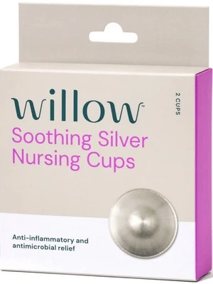 Willow Soothing Silver Nursing Cups, 2 Pack, Breastfeeding Nipple Covers Foto 1 de 4