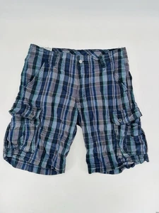 Camicia uomo Levi's bianca tab plaid blu cotone cargo pantaloncino taglia 36 - Foto 1 di 5