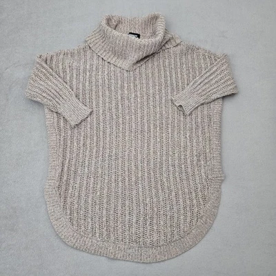 Suéter Express Mujer Grande Beige Capucha Cuello Manga Corta Grueso Tejido Pullover Foto 1 de 4