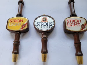 Stroh's Light Beer Tap Handles Set of 3 Wood ( Look At Pictures Closely USED - Picture 1 of 2