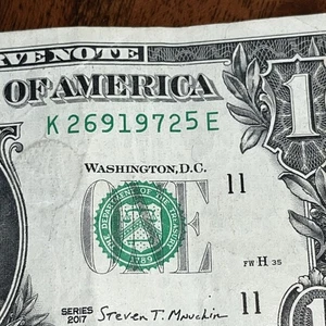 2017 Dollar Bill Error Serial Number: The 5 is Offset (Raised) - Picture 1 of 3