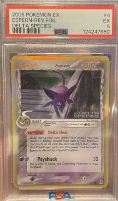2005 POKEMON EX DELTA SPECIES #4 ESPEON-REVERSE FOIL PSA 5 - Image 1 of 2