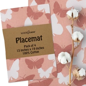 Placemats Set of 4 Cotton Cloth Placemats|Washable Dining Table Mats 13x19 In... - Picture 1 of 7