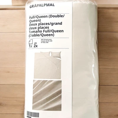 IKEA GRAPALPMAL 600 Thread Count Beige Full/Queen Duvet Cover & Pillowcases - Image 1 of 4