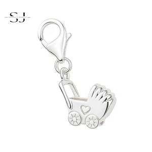 925 Sterling Silver Babies Pram Clip On Charm Lobster Clasp for Bracelets - Picture 1 of 2