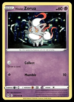 Hisuian Zorua 075/196 SWSH11: Lost Origin - Image 1 of 2
