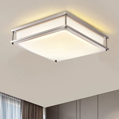 C CATTLEYA Square Satin Nickel Dimmable LED Flush Mount Ceiling Light