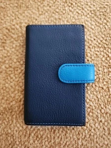 Mundi Two Tone Blue Genuine Pebbled Leather Credit Cards, I.D. And Cash Holder  - Picture 1 of 7