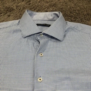 Hammer Made Button Up Dress Shirt Men’s Size 42-16.5 Blue Micro Dot Pattern - Picture 1 of 10