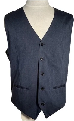 Perry Ellis Vest Waistcoat Mens XL Blue Adjustable Back V-Neck Classic - Image 1 of 4