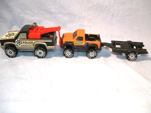 Konvolut 3 Oldtimer Tonka Fahrzeuge - Polizei Wrecker & Pickup mit Anhänger - Bild 1 von 24