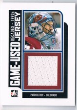 2013-14 IN THE GAME DECADES 1990S USED JERSEY PATRICK ROY COLORADO AVALANCHE