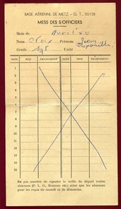 carte du Mess des Officiers. Base Aérienne de METZ G.T. 00/128 .aviation.avion - Bild 1 von 2