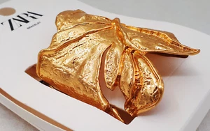 Neu mit Etikett ZARA Maxi Leaf Cuff ARMBAND Armreif breit goldfarben Metall 4736/064 - Bild 1 von 3