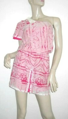 Novo com etiquetas L.A.M.B. Mini vestido rosa quente splatter um ombro 0 - Imagem 1 de 4