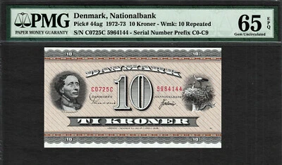 Denmark 10 Kroner 1972 Pick-44ag GEM UNC PMG 65 EPQ - Image 1 of 2
