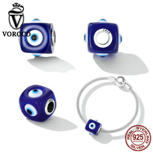 Voroco 925 Sterling Silver Evil's Eye Amulet Bring Luck  Bracelet Charm Bead DIY