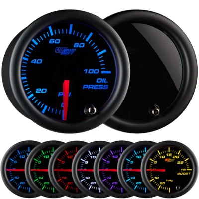 52mm GlowShift Tinted 7 Electronic Oil Pressure PSI Gauge w 7 Color LED Display - Image 1 of 4