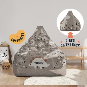 Beanbag Cover for Kids, Custom Name, Dinosaurs Theme, Dinosaurs on the Back - Picture 1 of 10