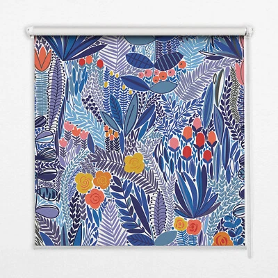 Fensterrollo Zugrollo Schnurzug Lichtdurchlässig Innenrollos Bunte Pflanzen - Bild 1 von 4